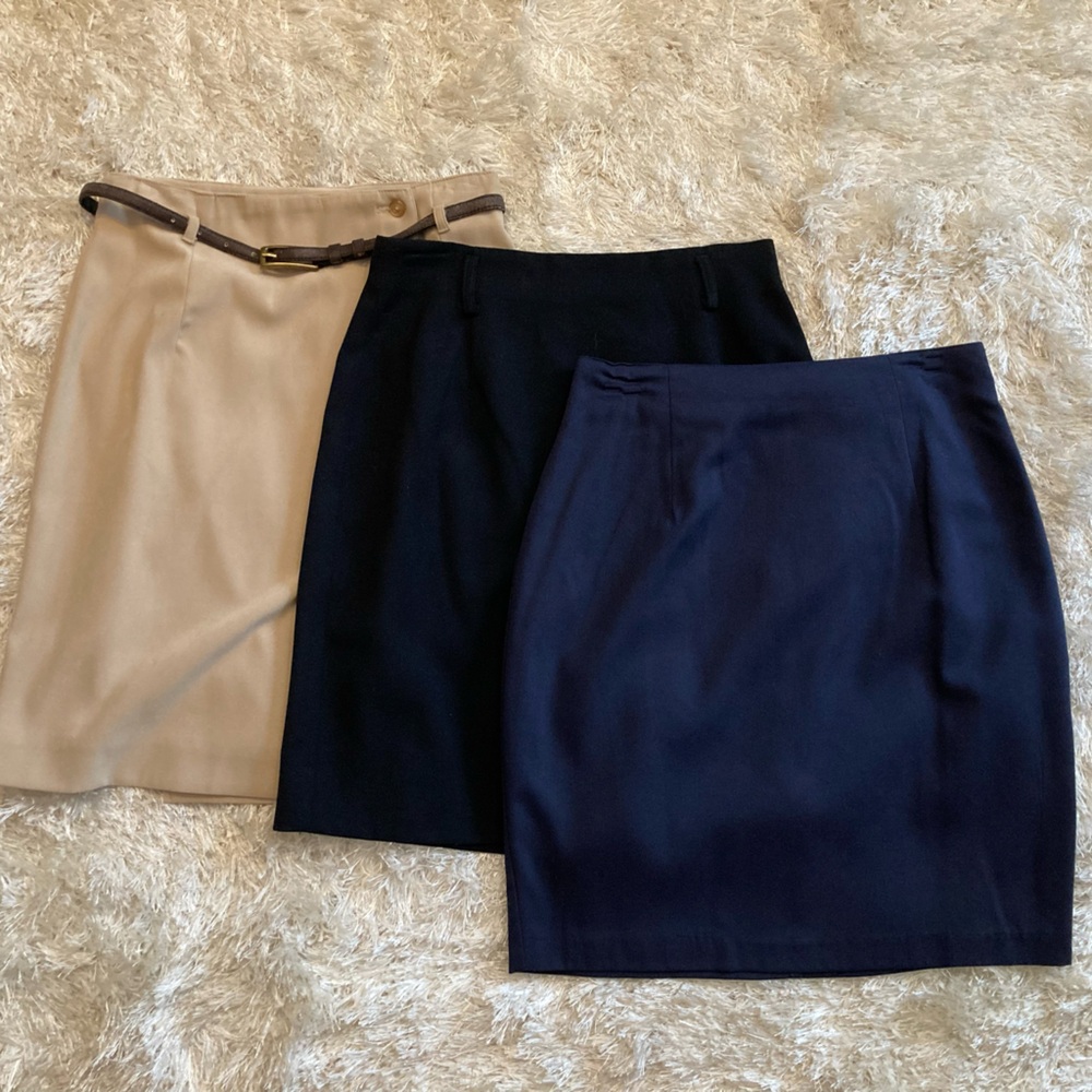 3 for 1 Skirt Bundle Beige, Black, and Navy
Pencil, Wrap Wool Western Belted